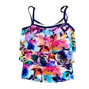 Maxine Of Hollywood Garden Party Floral Bandeau Tankini Swim Top 2XL